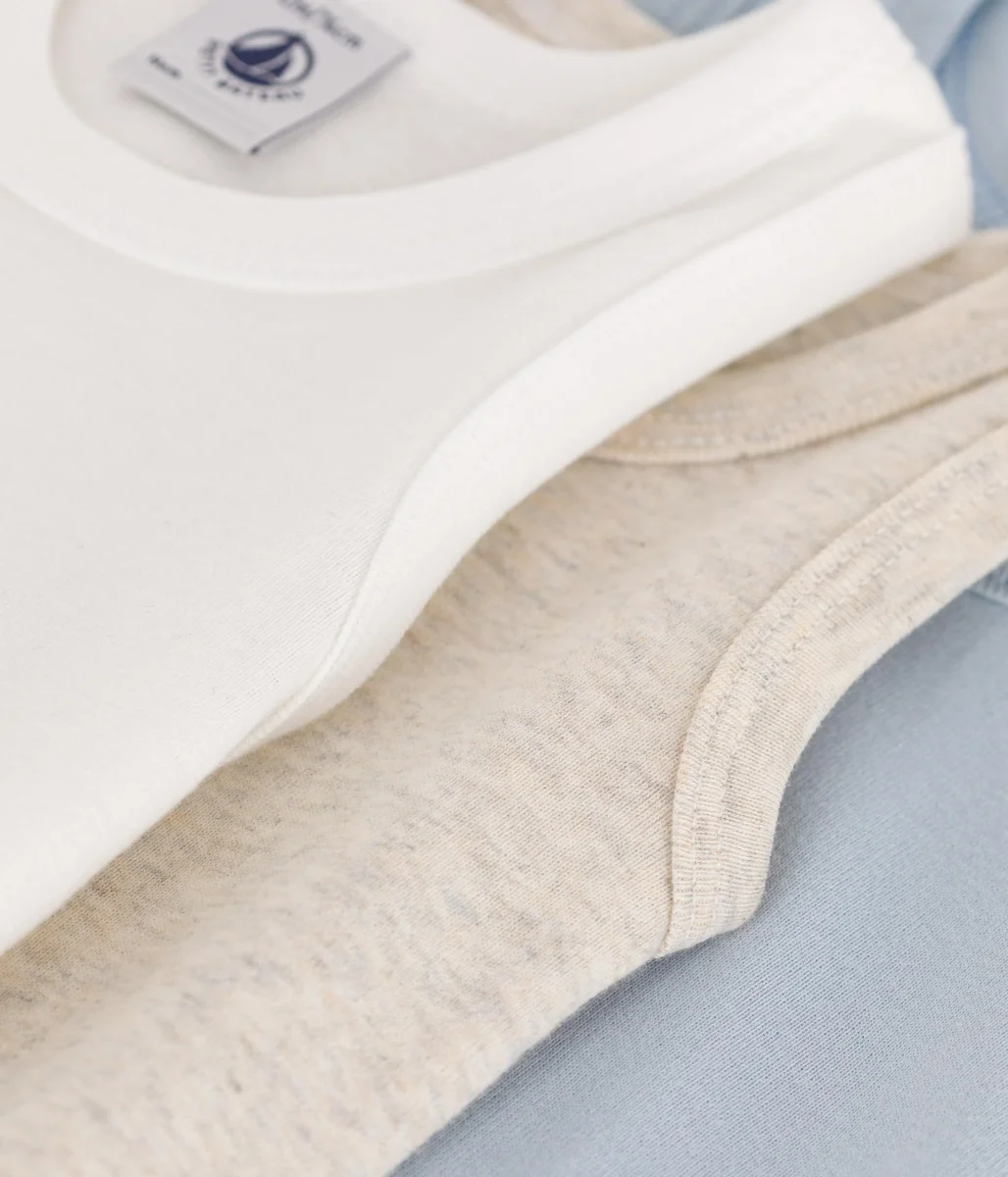 Set da 3 body senza maniche in cotone tinta unita bebè - immagine 4