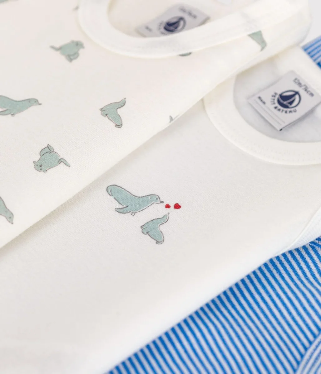 Set da 3 body senza maniche stampa foche bebè - immagine 4