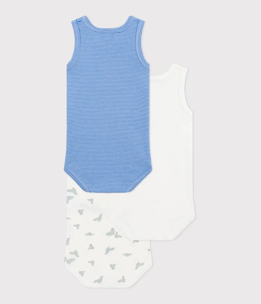 Set da 3 body senza maniche stampa foche bebè - immagine 3