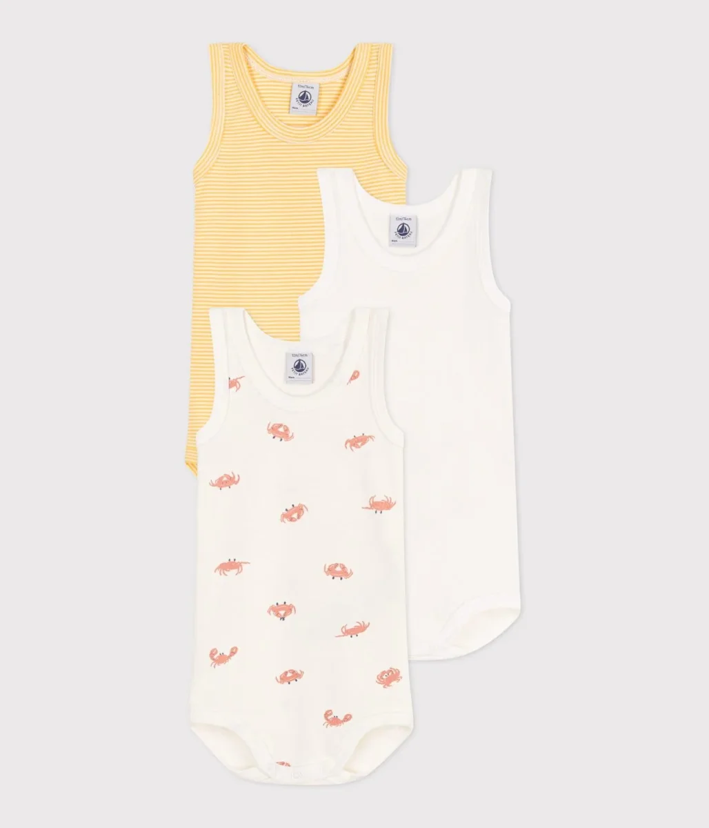 Set da 3 body senza maniche stampe granchio bebè