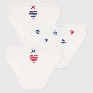Set da 3 slip in cotone con cuori stampati bambina