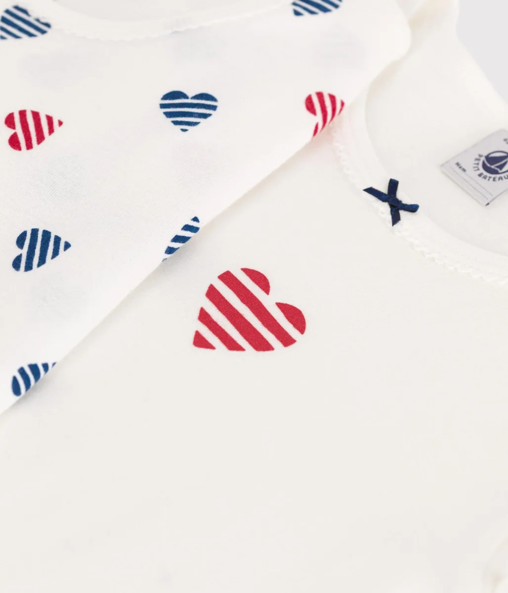 Set di 2 T-shirt a maniche corte in cotone a cuori bambina - immagine 4