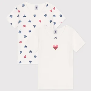 Set di 2 T-shirt a maniche corte in cotone a cuori bambina