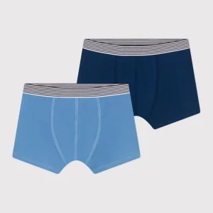 Set di 2 boxer in cotone ed elastan tinta unita bambino