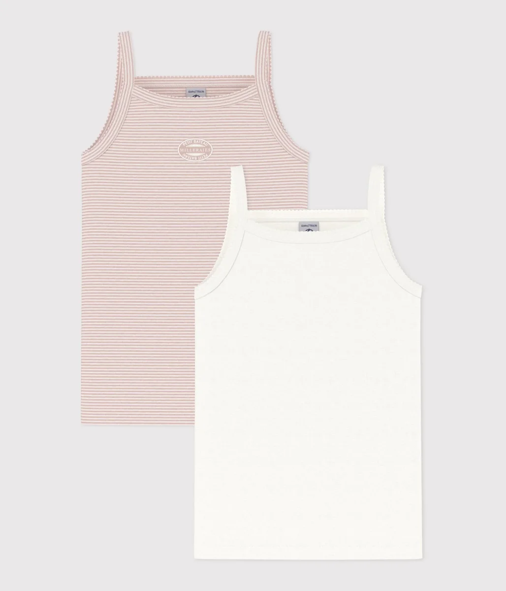 Set di 2 canottiere con spalline sottili in cotone bambino