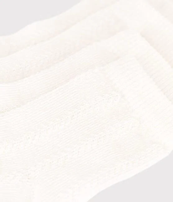 Set di 2 paia di calzini bebè in cotone lavorato bianco - immagine 3