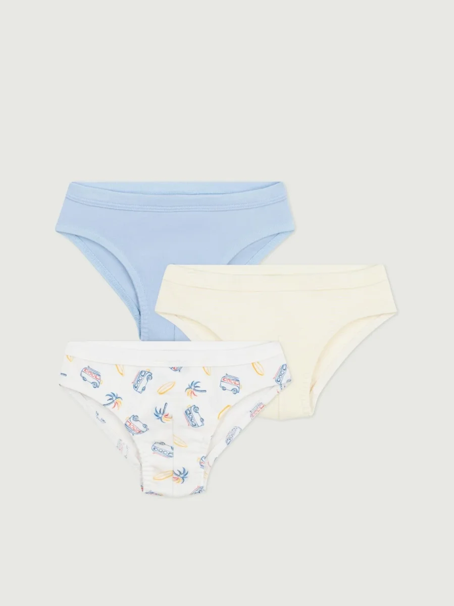 Set di 3 slip in cotone con furgoni stampati bambino