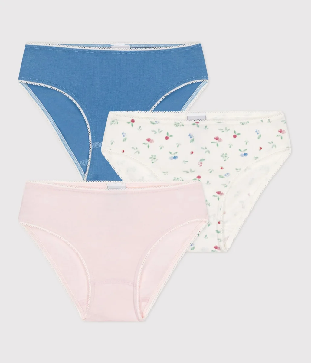 Set di 3 slip in misto cotone con stampa di frutti bambina