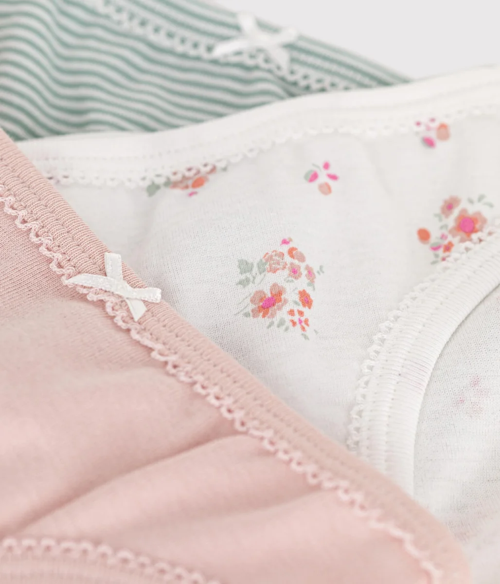 Set di 3 slip multicolor a coste in cotone a fiori bambino - immagine 4