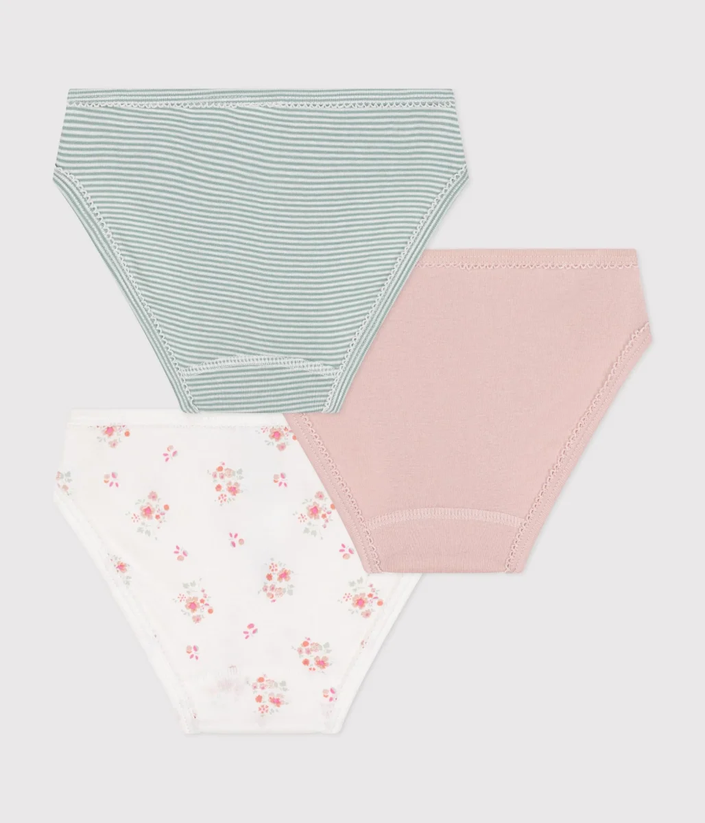 Set di 3 slip multicolor a coste in cotone a fiori bambino - immagine 3
