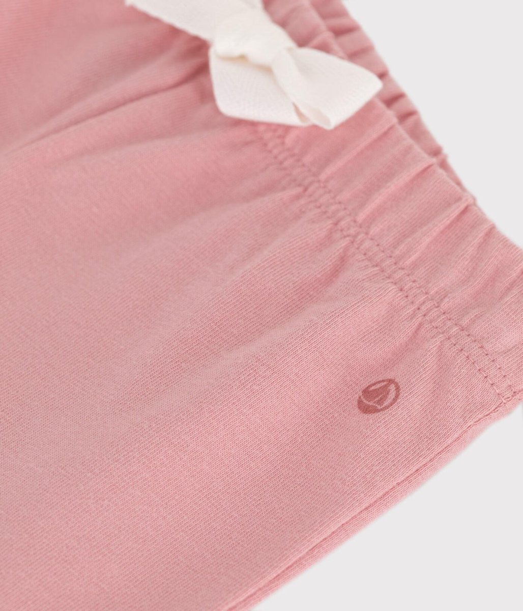 Shorts in cotone tinta unita rosa neonato - immagine 4