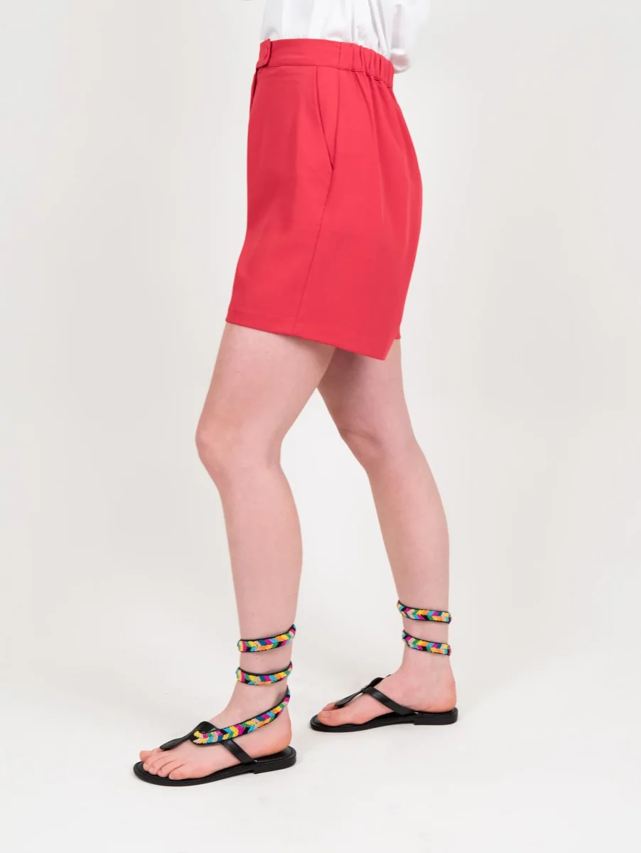 Shorts midi fucsia a vita alta - immagine 6