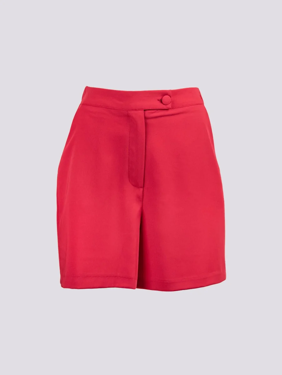 Shorts midi fucsia a vita alta