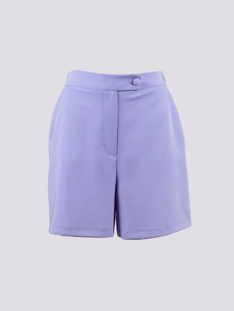 Shorts midi lavanda a vita alta