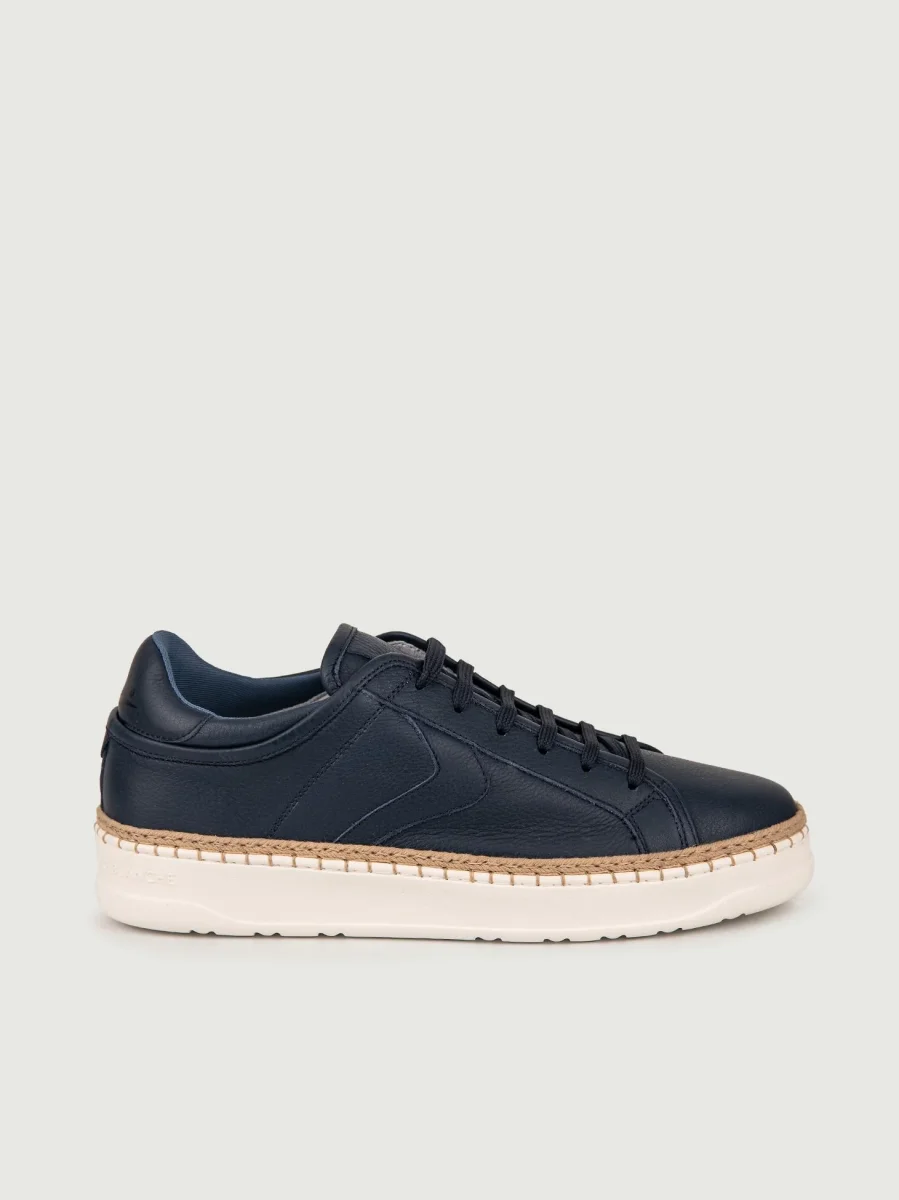 Sneakers Layton in pelle blu dettaglio corda