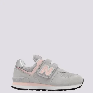 Sneakers bambina 574 Core Hook & Loop grigio e rosa