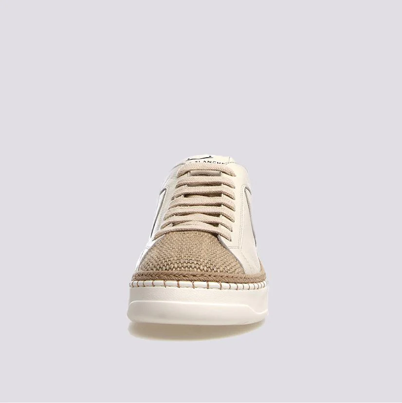 Sneakers in pelle con punta in rafia intrecciata Layton - immagine 4
