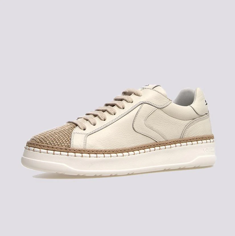 Sneakers in pelle con punta in rafia intrecciata Layton - immagine 3