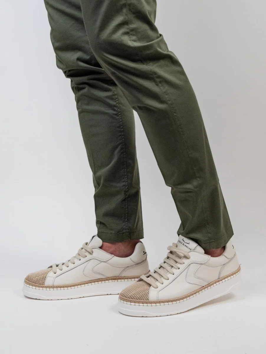 Sneakers in pelle con punta in rafia intrecciata Layton - immagine 8