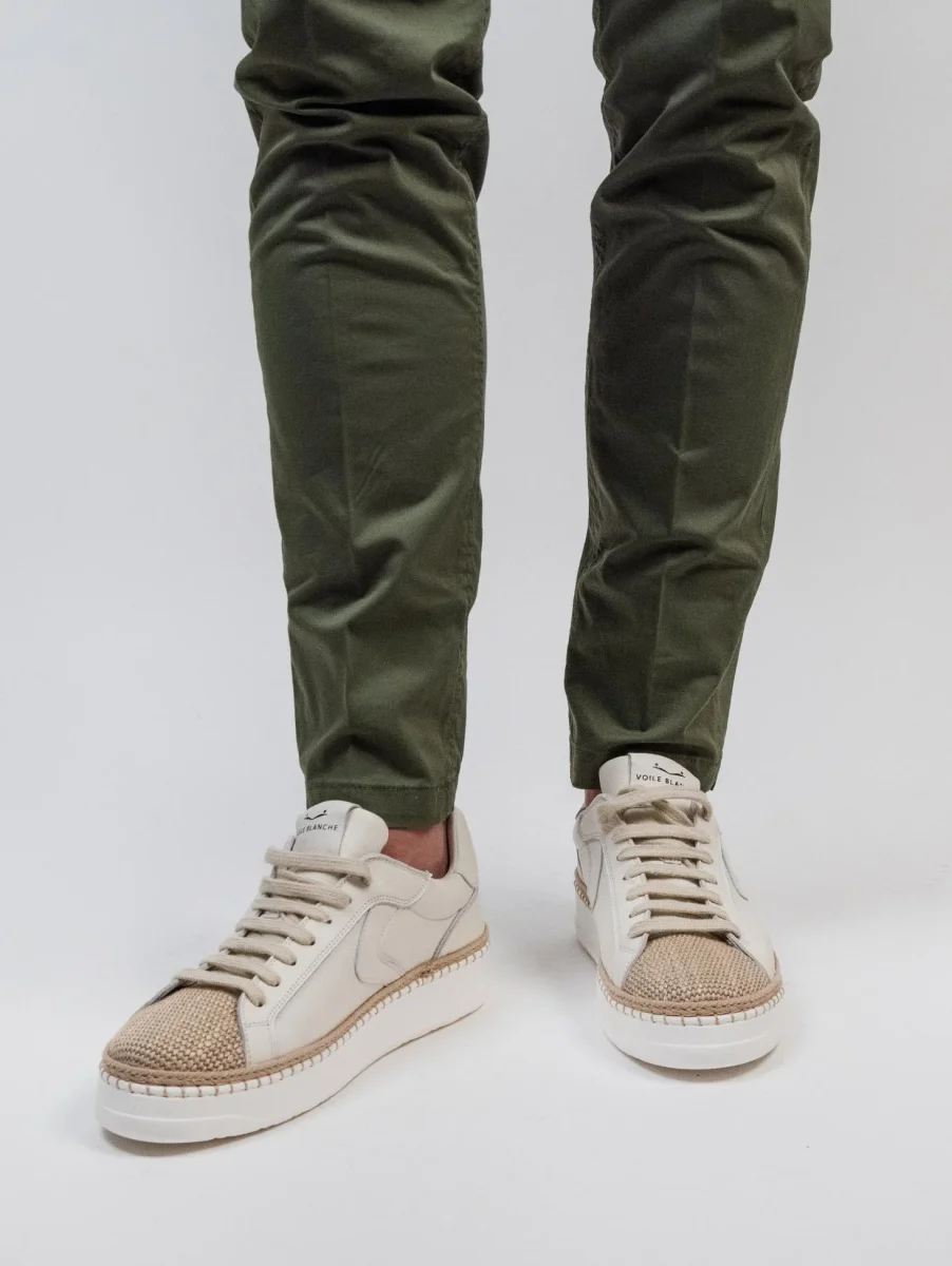 Sneakers in pelle con punta in rafia intrecciata Layton - immagine 7