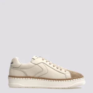 Sneakers in pelle con punta in rafia intrecciata Layton