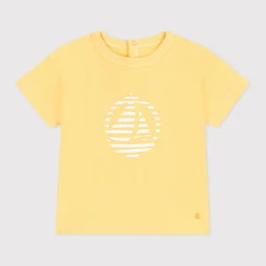 T-SHIRT A MANICHE CORTE TINTA UNITA CON MOTIVO