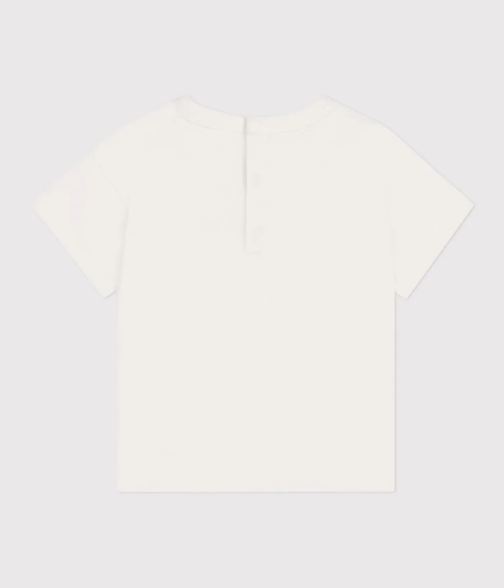 T-SHIRT A MANICHE CORTE TINTA UNITA CON STAMPA - immagine 3