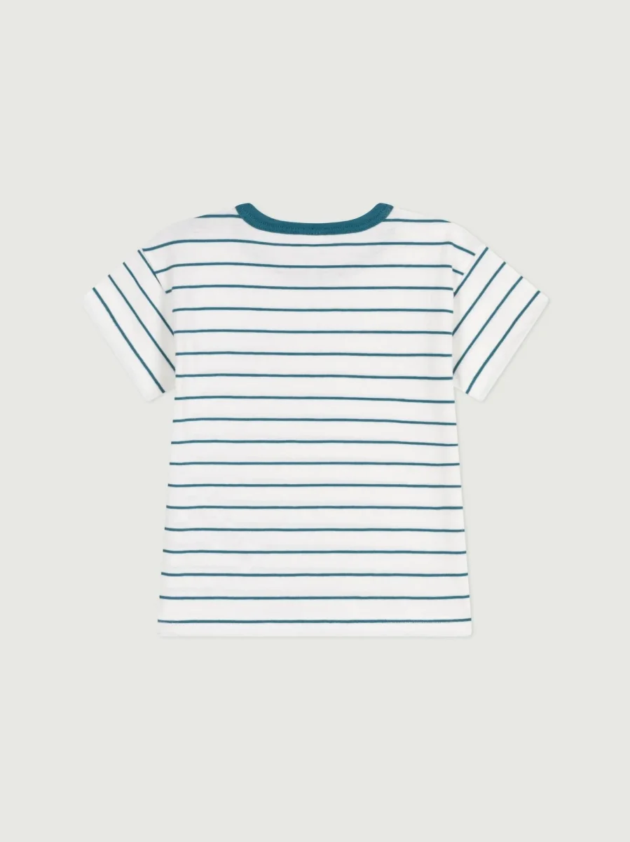 T-SHIRT A MANICHE CORTE in COTONE a righe BEBè - immagine 3