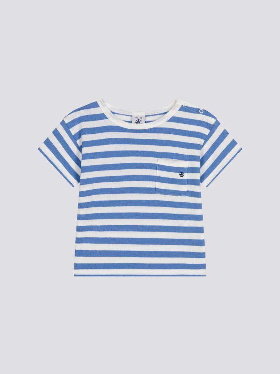 T-SHIRT A RIGHE BEBÈ A MANICHE CORTE IN JERSEY