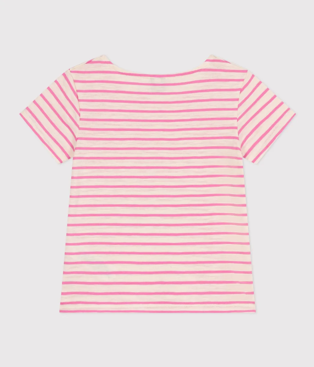 T-SHIRT A RIGHE ROSA IN JERSEY FIAMMATO BAMBINA - immagine 4