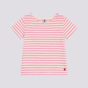 T-SHIRT A RIGHE ROSA IN JERSEY FIAMMATO BAMBINA