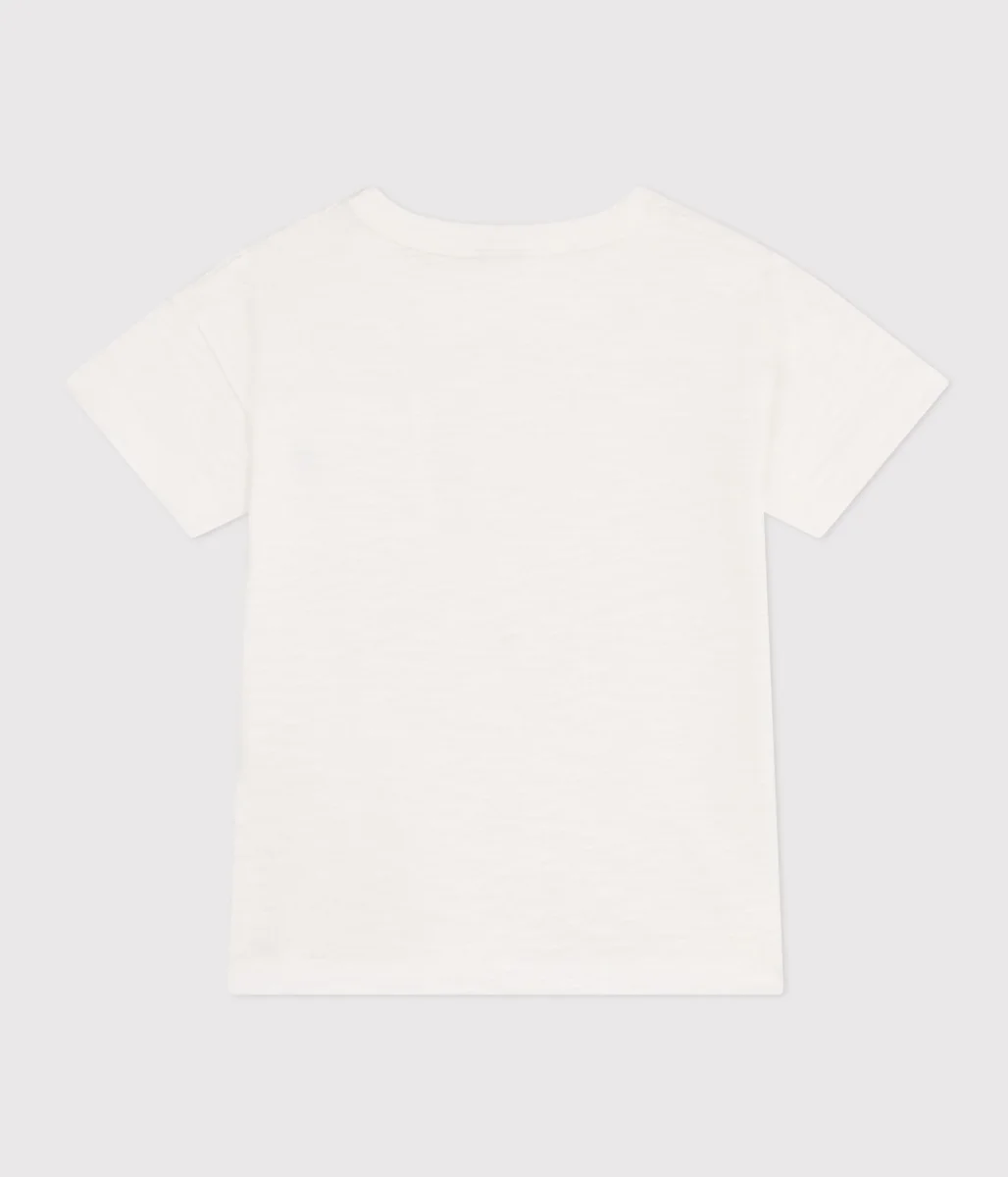 T-SHIRT BIANCA BAMBINO IN JERSEY FIAMMATO - immagine 4