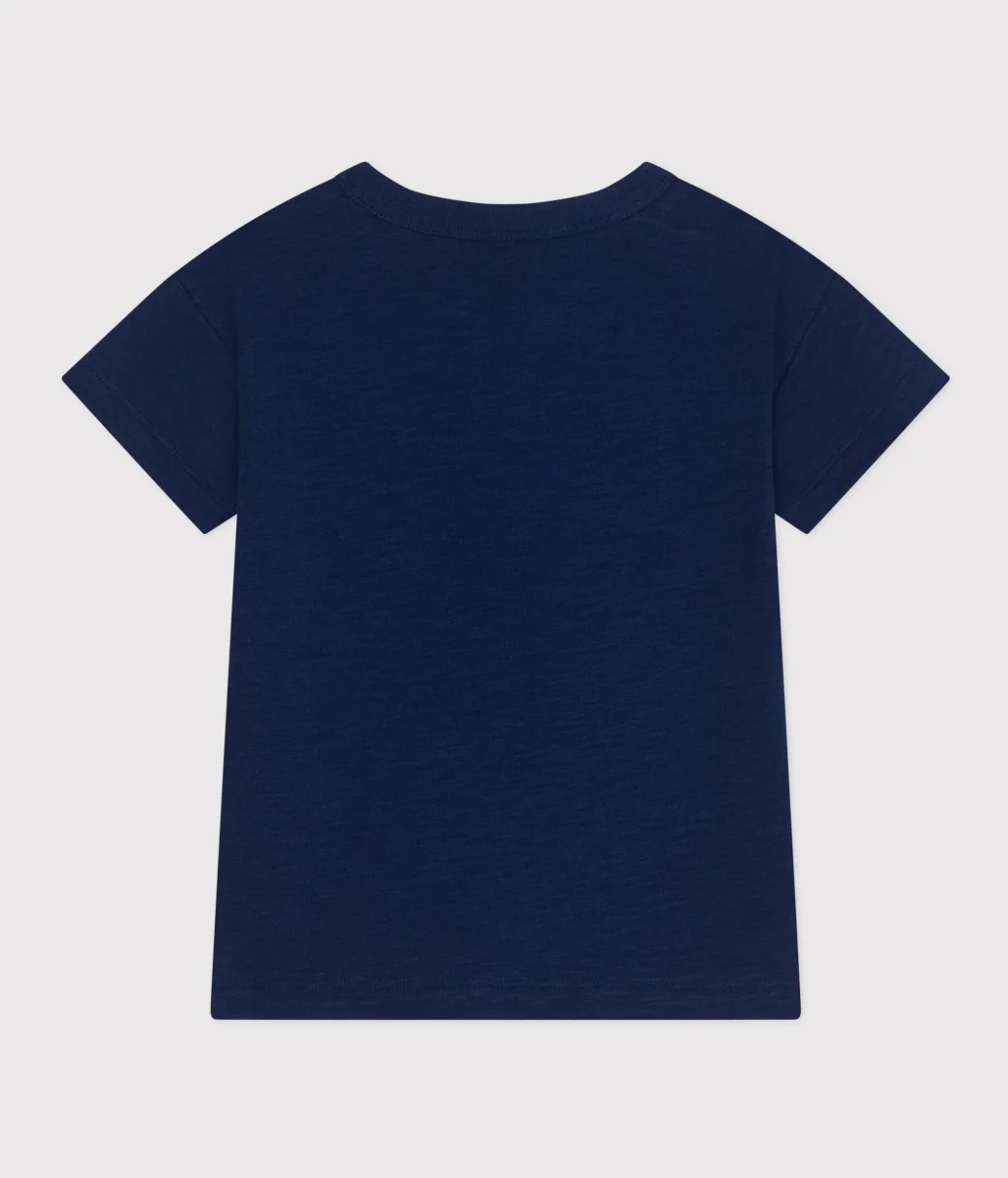 T-SHIRT BLU BAMBINO IN JERSEY FIAMMATO - immagine 3