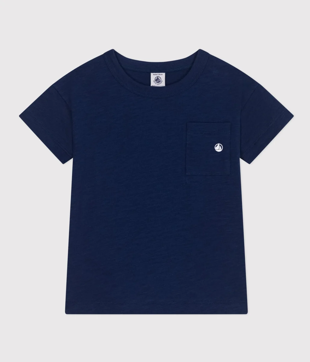 T-SHIRT BLU BAMBINO IN JERSEY FIAMMATO