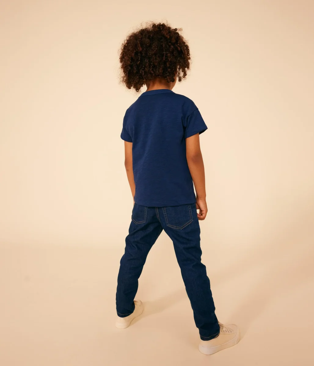 T-SHIRT BLU BAMBINO IN JERSEY FIAMMATO - immagine 5