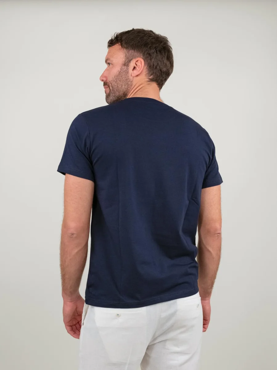 T-SHIRT GIROCOLLO A MANICA CORTA BLU - immagine 4