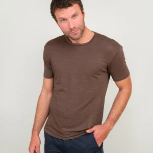 T-SHIRT GIROCOLLO IN COTONE COLOR MORO