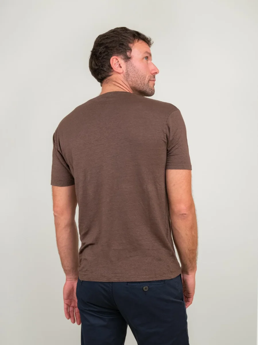 T-SHIRT GIROCOLLO IN COTONE COLOR MORO - immagine 4