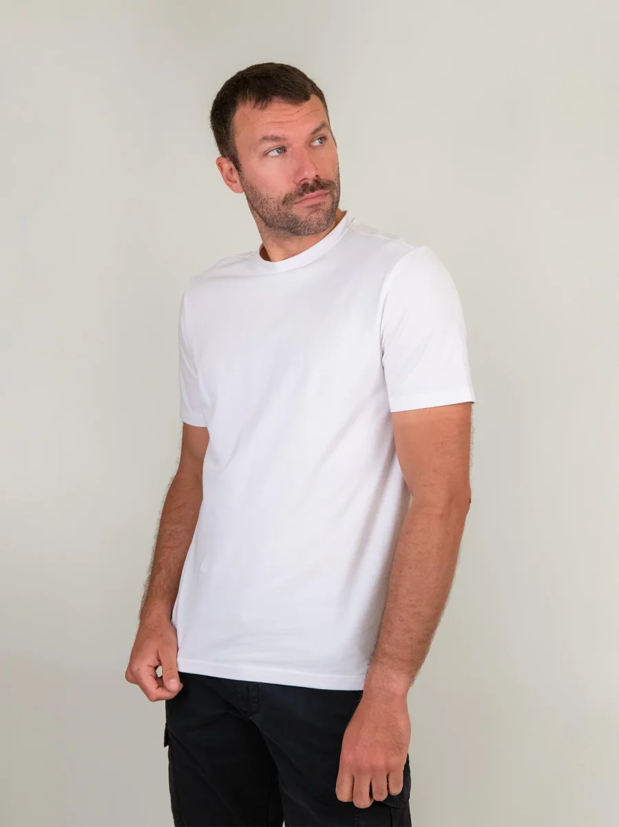 T-SHIRT GIROCOLLO IN COTONE PIQUET BIANCA - immagine 3