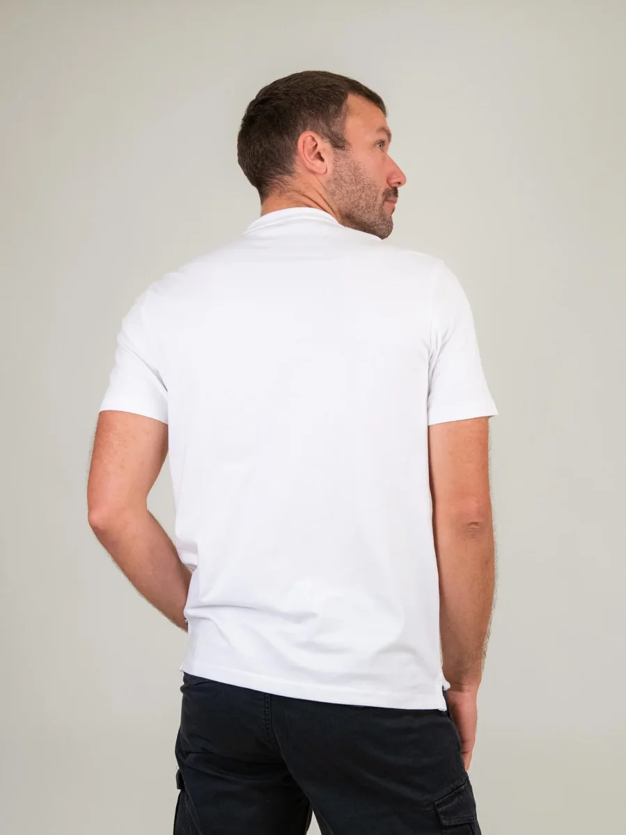 T-SHIRT GIROCOLLO IN COTONE PIQUET BIANCA - immagine 4