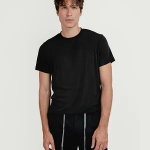 T-SHIRT GIROCOLLO IN MISTO CASHMERE NERA