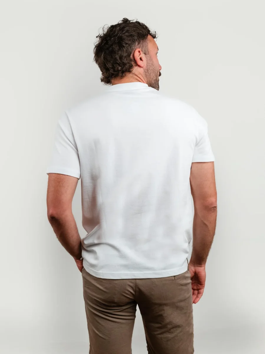 T-SHIRT IN COTONE PIQUET BIANCA - immagine 4