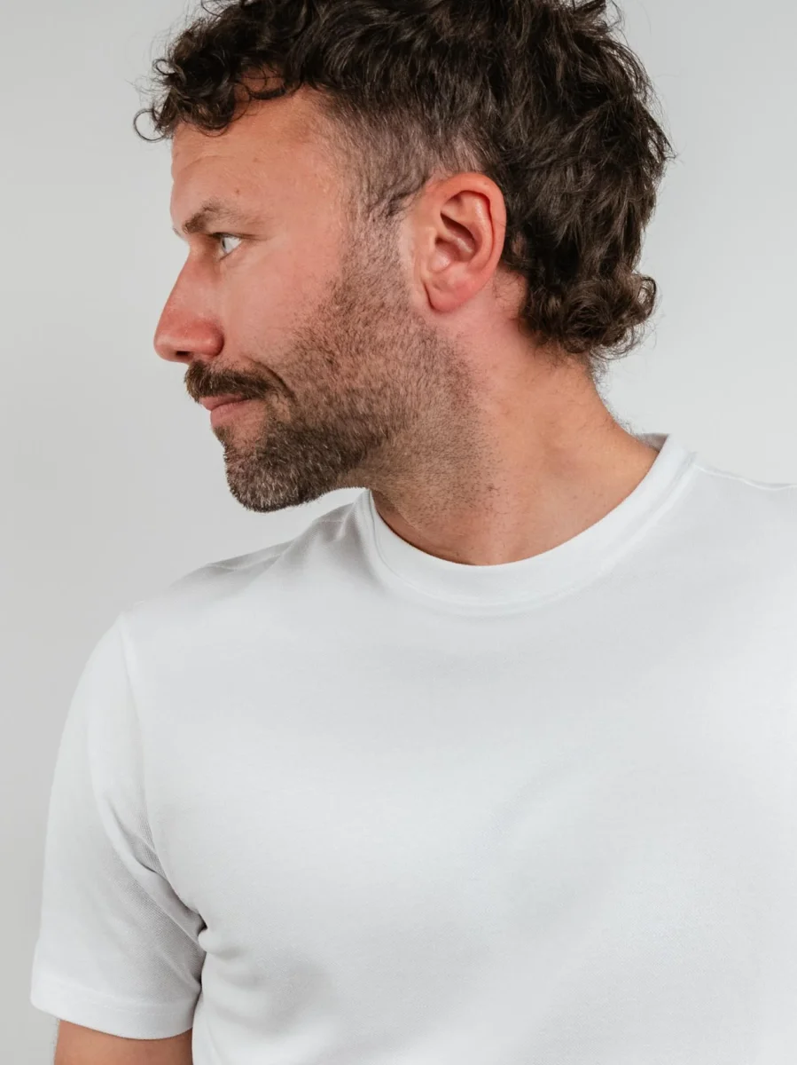 T-SHIRT IN COTONE PIQUET BIANCA - immagine 5