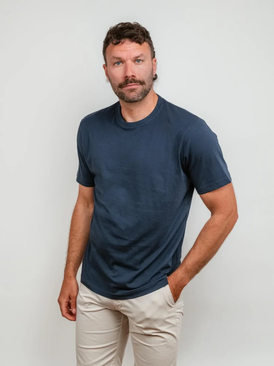 T-SHIRT IN JERSEY BLU NAVY - immagine 3