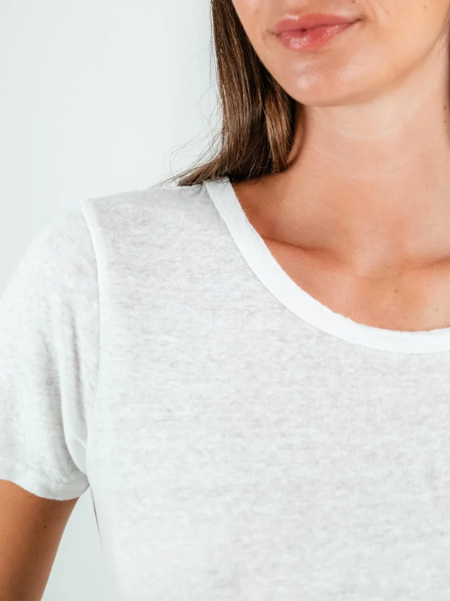 T-SHIRT IN LINO BIANCA - immagine 5
