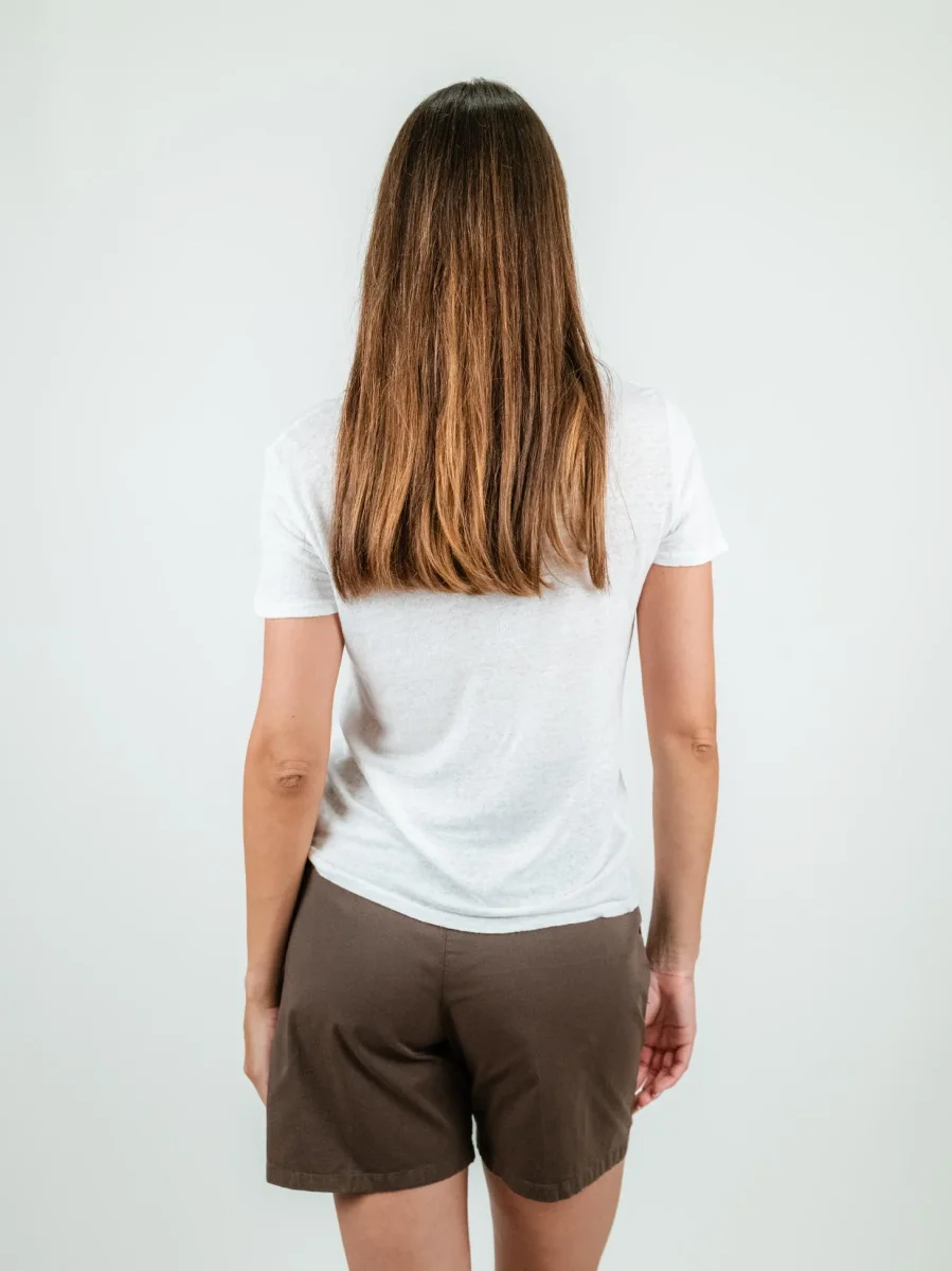 T-SHIRT IN LINO BIANCA - immagine 4