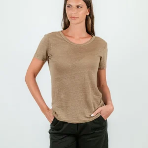 T-SHIRT IN LINO COLOR CAMMELLO