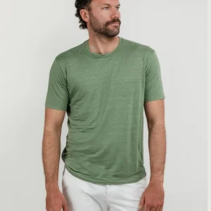 T-SHIRT IN LINO GIROCOLLO SALVIA