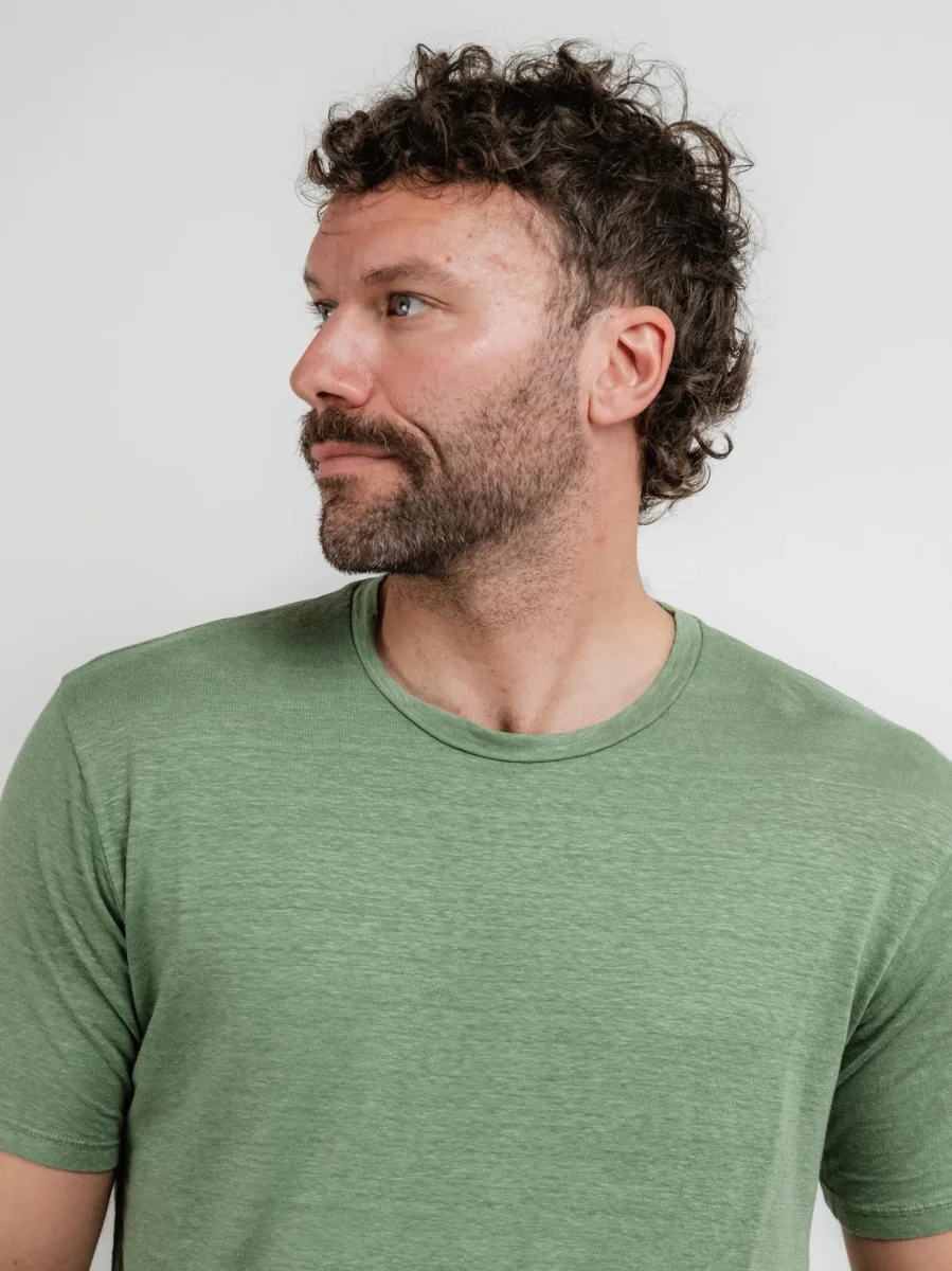T-SHIRT IN LINO GIROCOLLO SALVIA - immagine 5