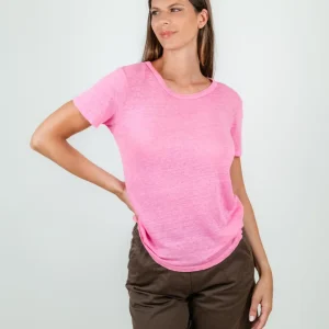 T-SHIRT IN LINO ROSA